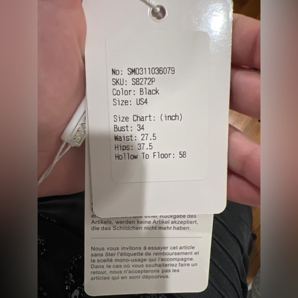 Black Beaded Corset Pleated Stacees Prom dress size US4 - Picture 5 of 5